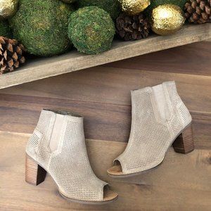 TOMS Women's Majorca Peep Toe Perforated Suede Ankle Boot